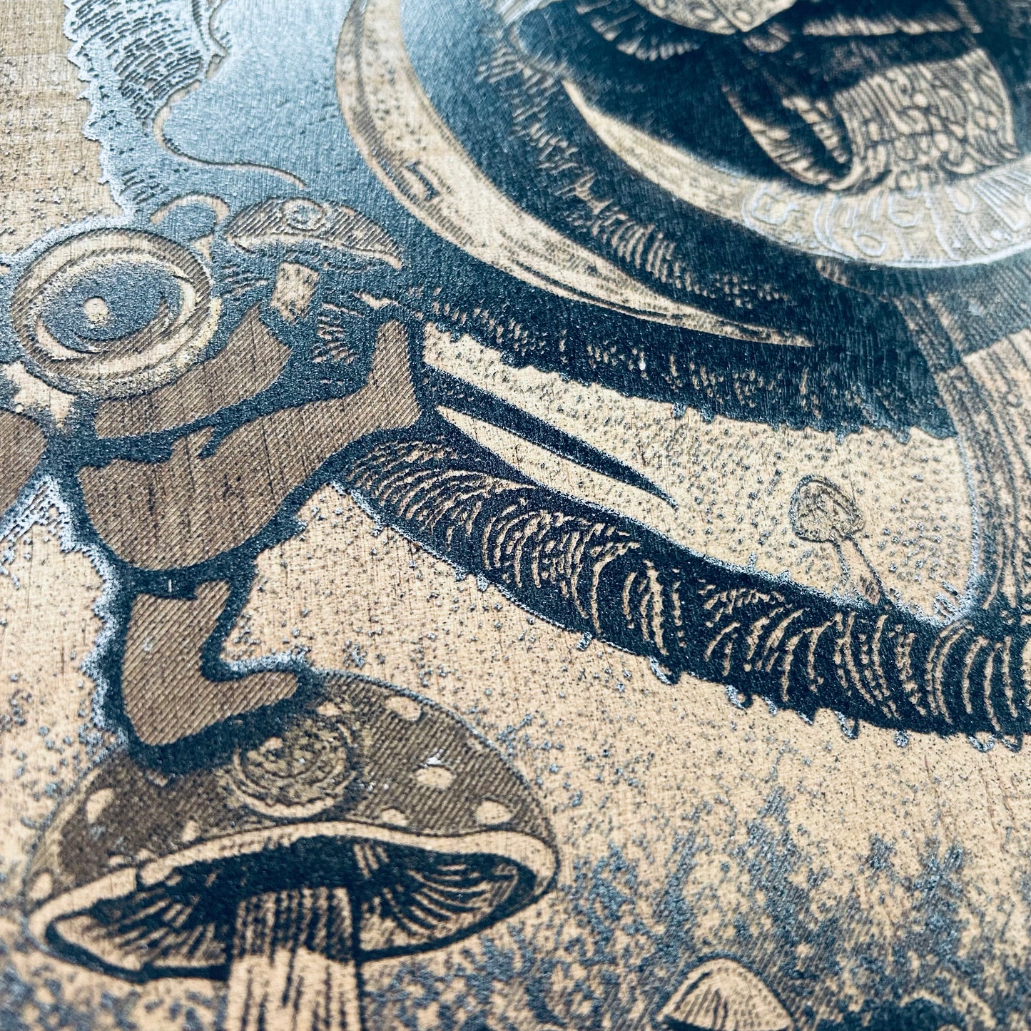 Grateful 🍄Eyez 12x12 silver wood Engraving