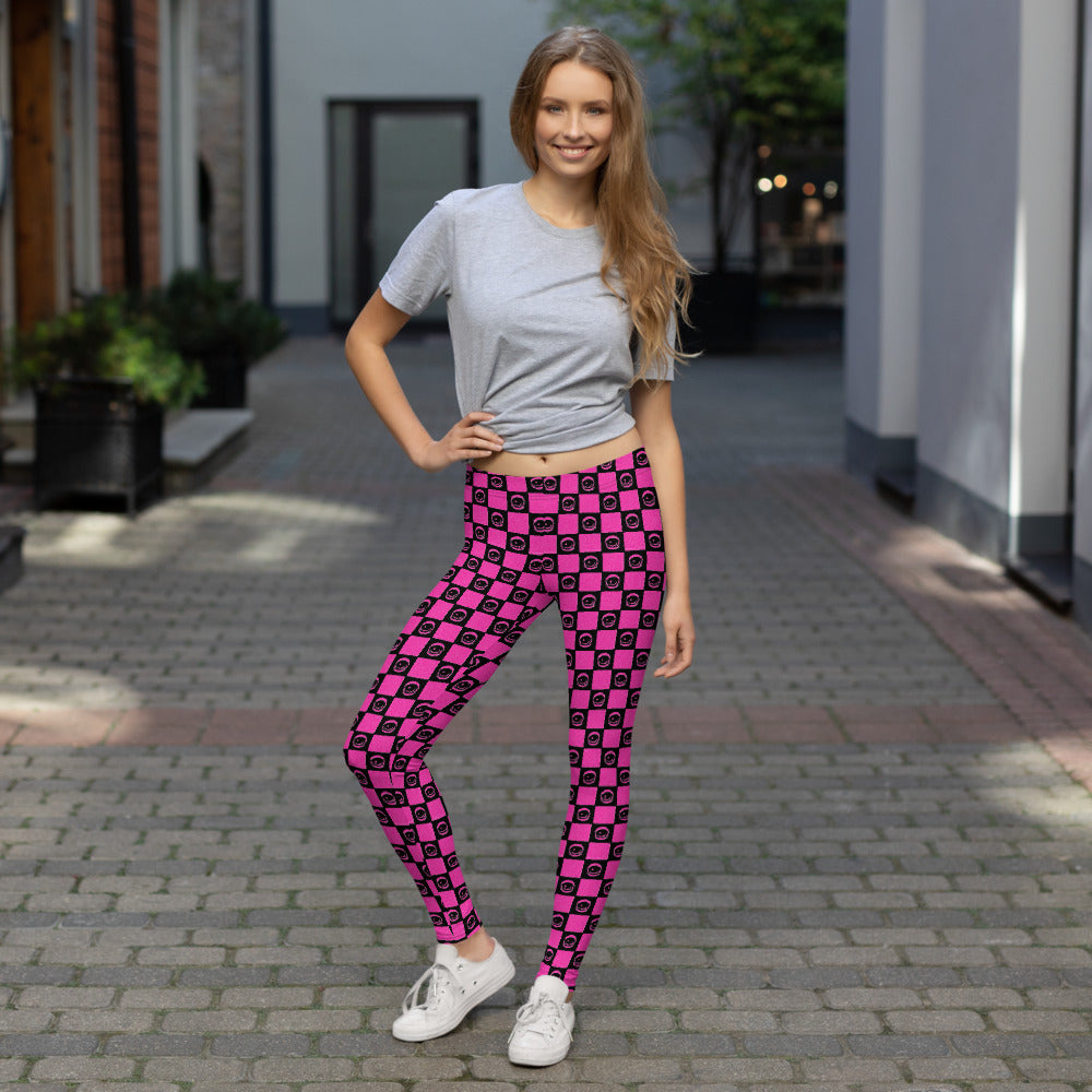 Magenta/Black Checkered Eyez Leggings
