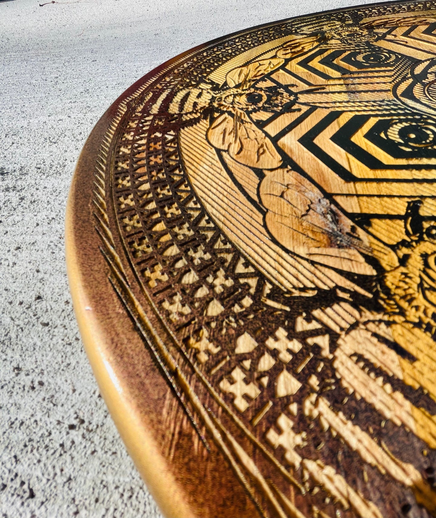 Golden Bee Sacred Mandala 18 inch engraved round