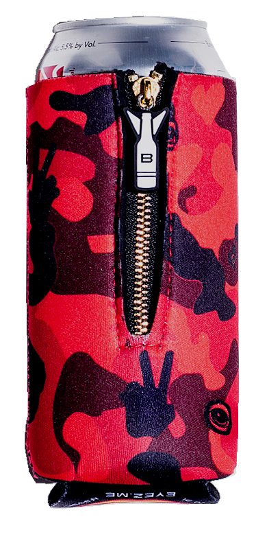 Red Camo 👀❤️✌️️ 16 oz Drink Coozie - Bomber Jacket